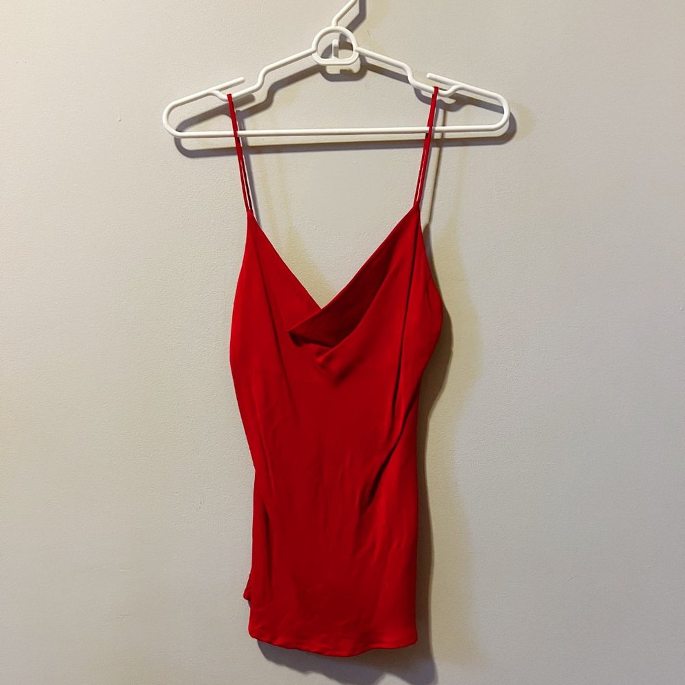 Slinky Sexy Satin Red Cowl Neck Thin Strap Zara Tank Top